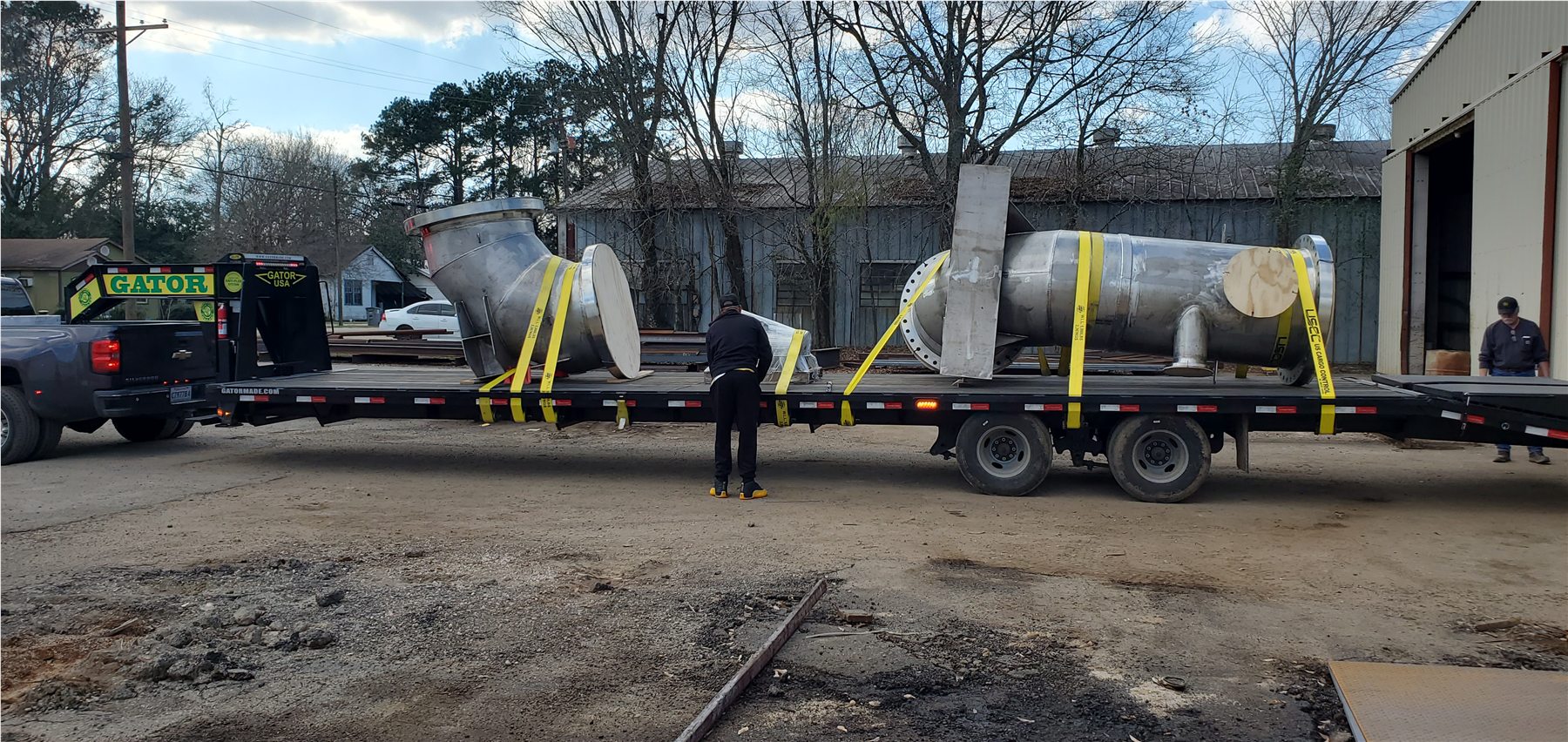 Fabricated ductwork sections loaded for delivery