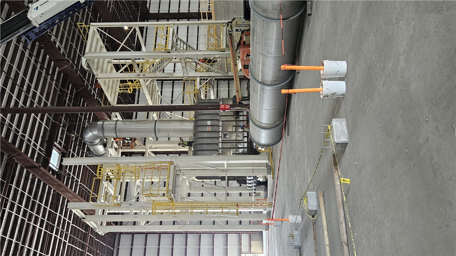 Fabricated steel work staged for an industrial project