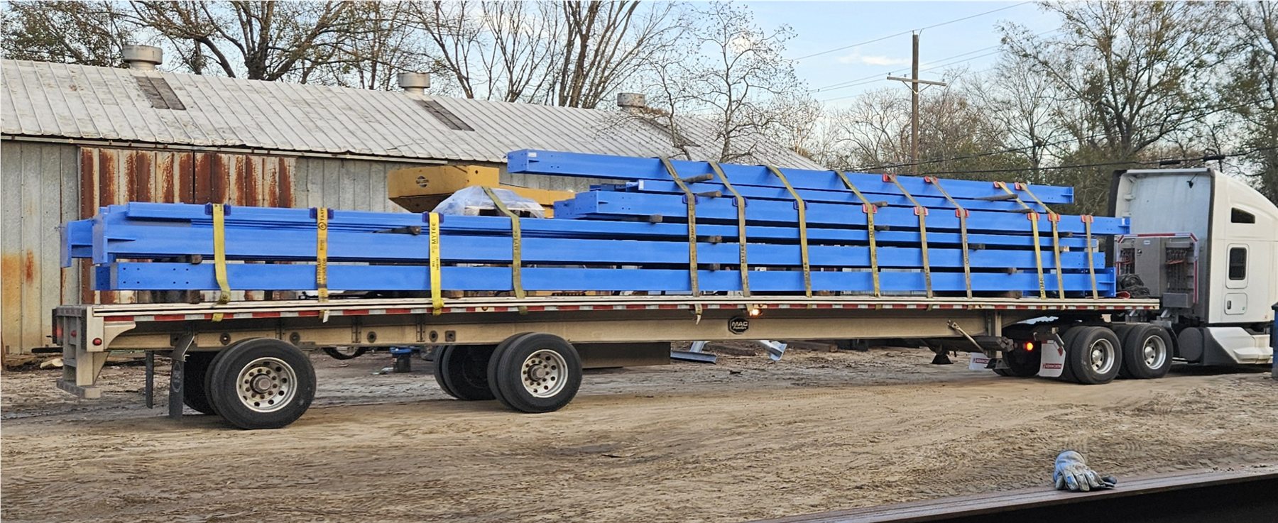 Steel assemblies loaded for transport