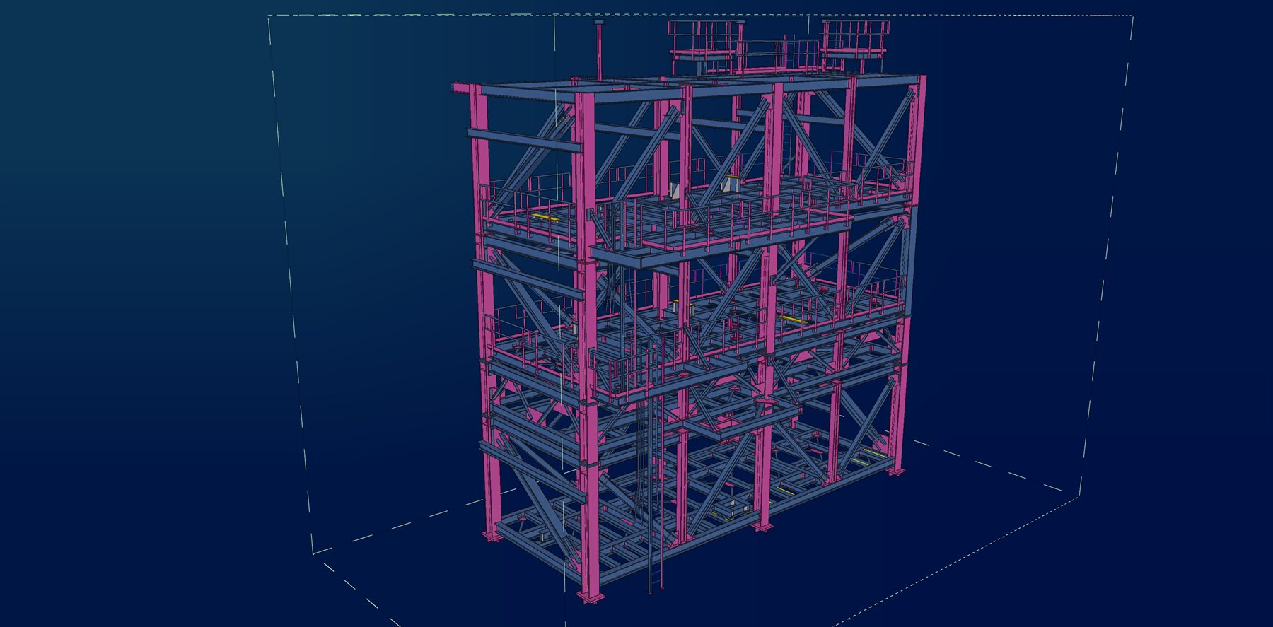 Tekla wireframe model of structural steel